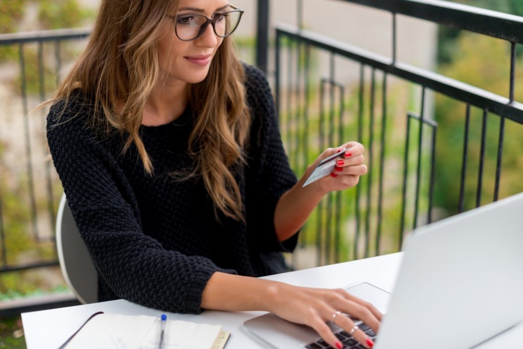 woman doing debt reduction herself