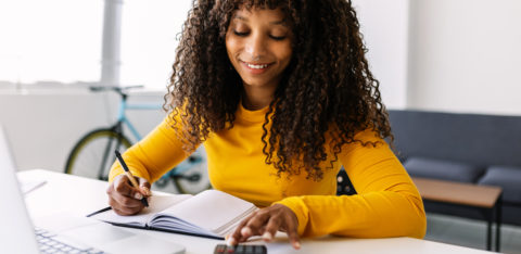 woman organizing her finances