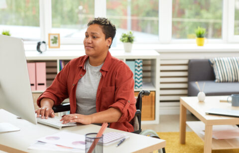 Woman working on computer