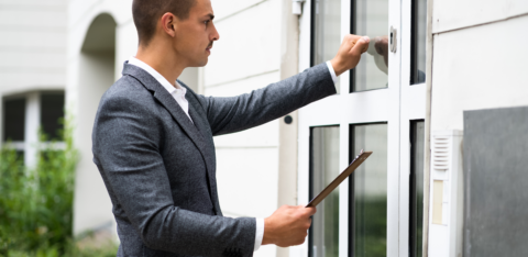 Debt collector or official attempting to contact a resident at the door