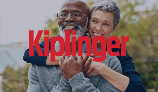 Kiplinger logo over a smiling senior couple outdoors